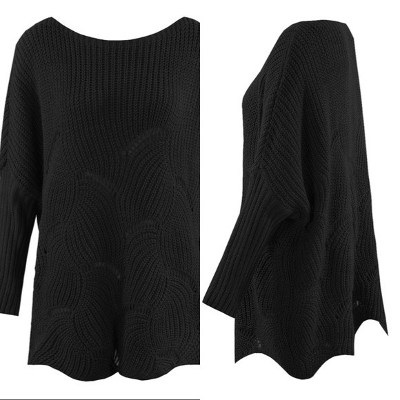 LAST 1✨Black Cable Knit Wide Neck Sweater - Picture 4 of 5